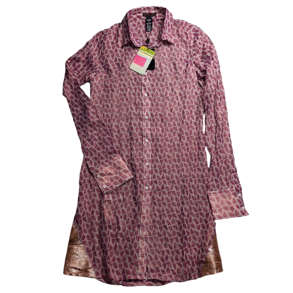 Custo Barcelona NWT Kasia Martini Silk Blend Shirtdress Tunic Cover-up SZ 3